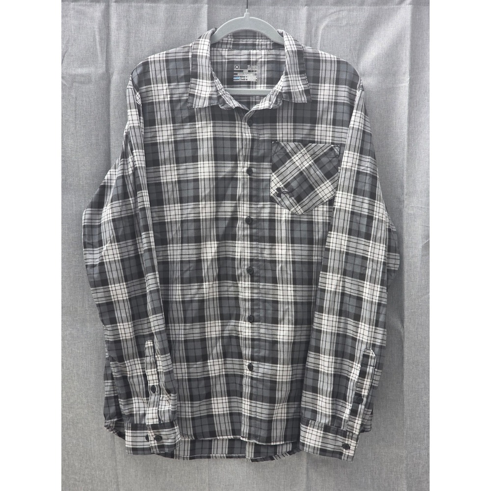 Under Armour ColdGear Plaid Flannel Shirt Mens XL Loose Fit Black Grey White